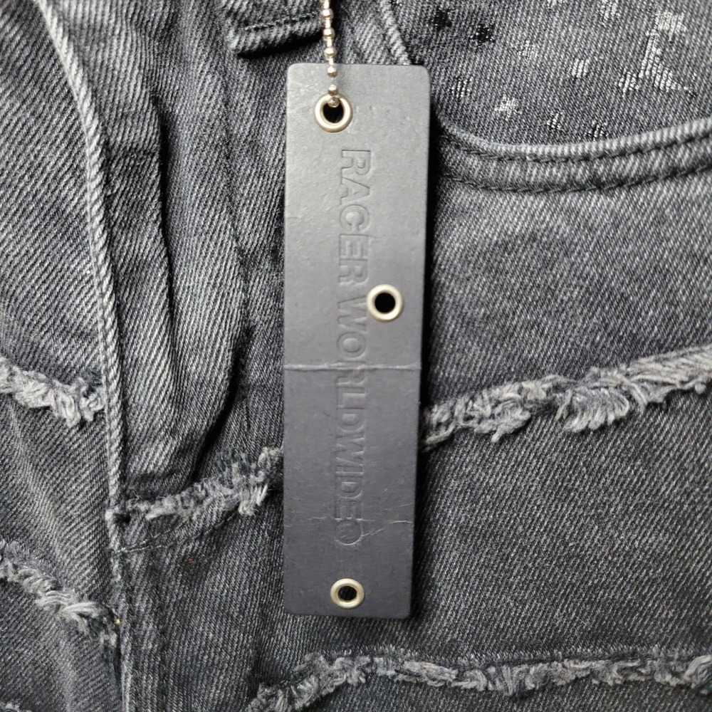 Racer Worldwide Distressed Grunge Mid Rise Jeans Washed Flag Jeans 26 Y2K Baggy - Picture 6 of 11